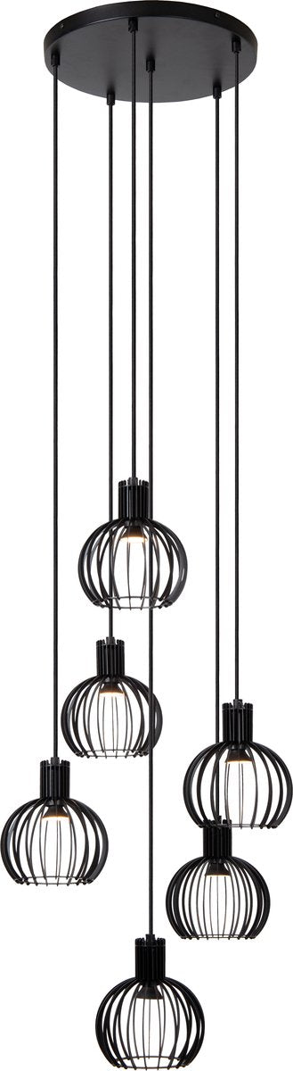 Lucide mikaela - lampada a sospensione - ø 35 cm - 6xe14 - nero