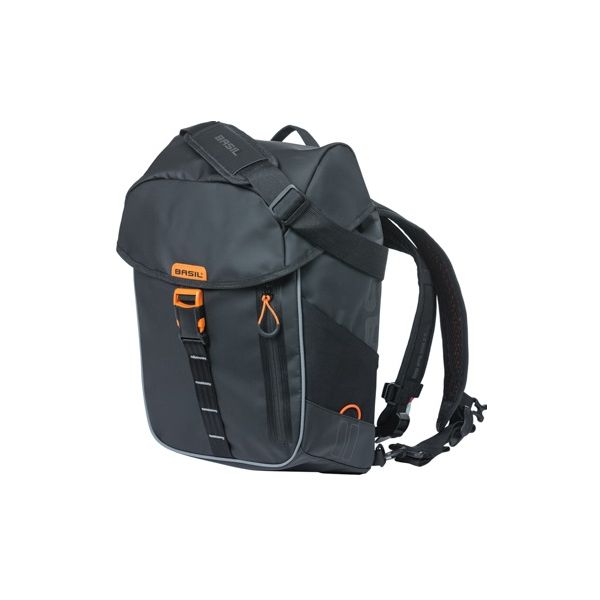 Basil Miles de láminas mochila para bicicletas - mochila negra impermeable para hombres y mujeres, 17 litros de contenido