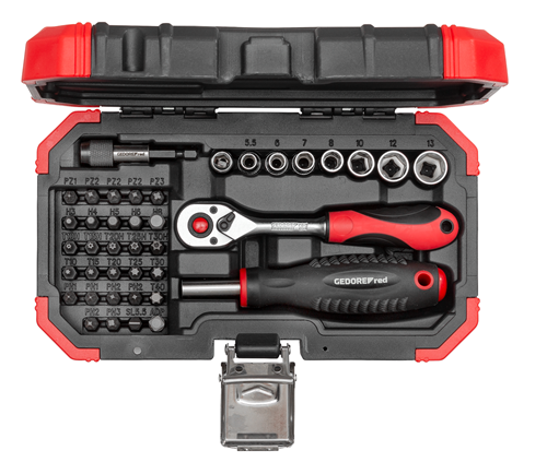 Bitset rosso gedore con cacciavite bit e 40 pezzi di Rate