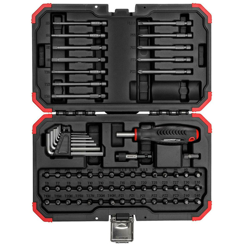 Bitset rosso gedore con cacciavite bit e tasti Allen 67 pezzi