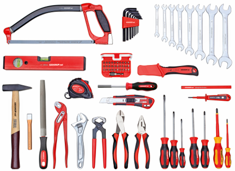 Custodia per utensili rossi Gedore con strumenti manuali a 72 pezzi