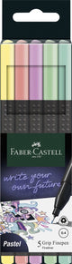 Faber-castell grip fineliner - 0,4mm - etui 5 stuks - pastel - fc-151602