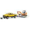 Bruder Auto Ram 2500 Power Wagen Rental Service con remolque y minibagger