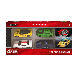 Ruedas rápidas básicas Die Cast Cars 4 piezas
