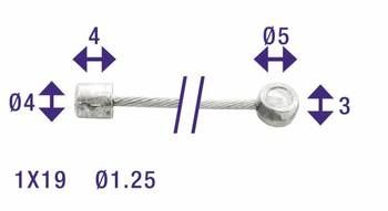 Elvedes Cable en marcha 2250 mm 1 × 19 acero inoxidable de alambre Ø1.25 mm con n-nipple Ø4 × 4 y T-nippel Ø5 × 3