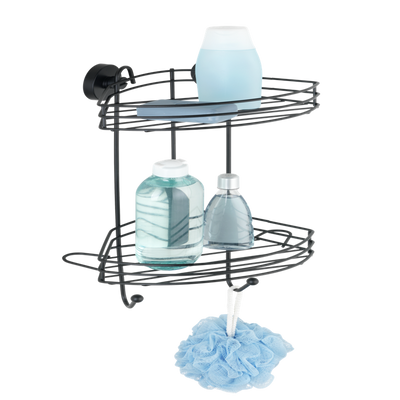 Wenko 1069607 - scaffale angolare sottovuoto a 2 strati nero. | 1 pz