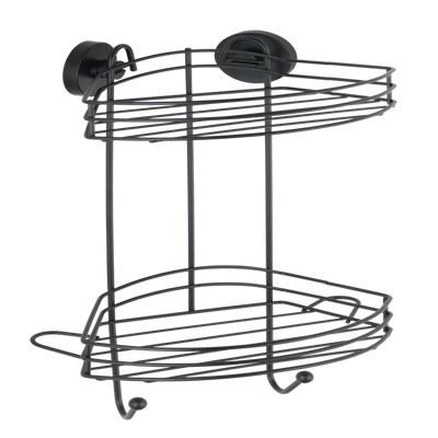 Wenko 1069607 - scaffale angolare sottovuoto a 2 strati nero. | 1 pz