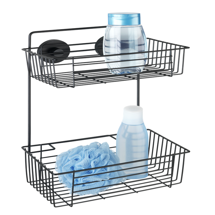 Wenko 1069608 - scaffale da parete vac.loc 2 strati bari nero. | 1 pz