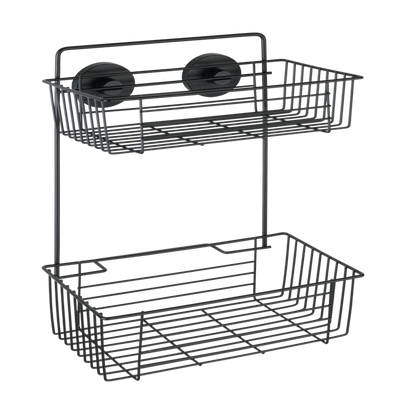 Wenko 1069608 - scaffale da parete vac.loc 2 strati bari nero. | 1 pz