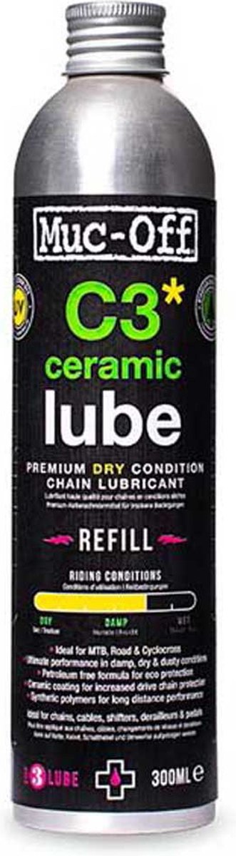 Pack recambio lubricante cerámico seco c3 mantenimiento bicicleta muc-off 300ml