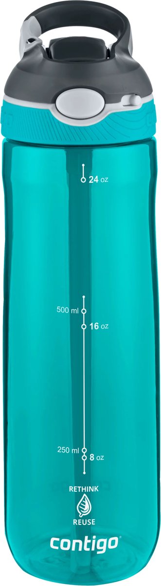 Borraccia Contigo Ashland con beccuccio automatico e cannuccia | grande borraccia senza BPA da 720 ml | bottiglia sportiva | borraccia a tenuta stagna | ideale per la scuola, la palestra, il ciclismo, la corsa, le passeggiate | immersioni subacquee