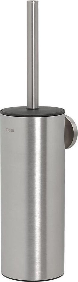 Tiger mediodía - escobilla de baño con soporte - acero inoxidable - acero inoxidable cepillado