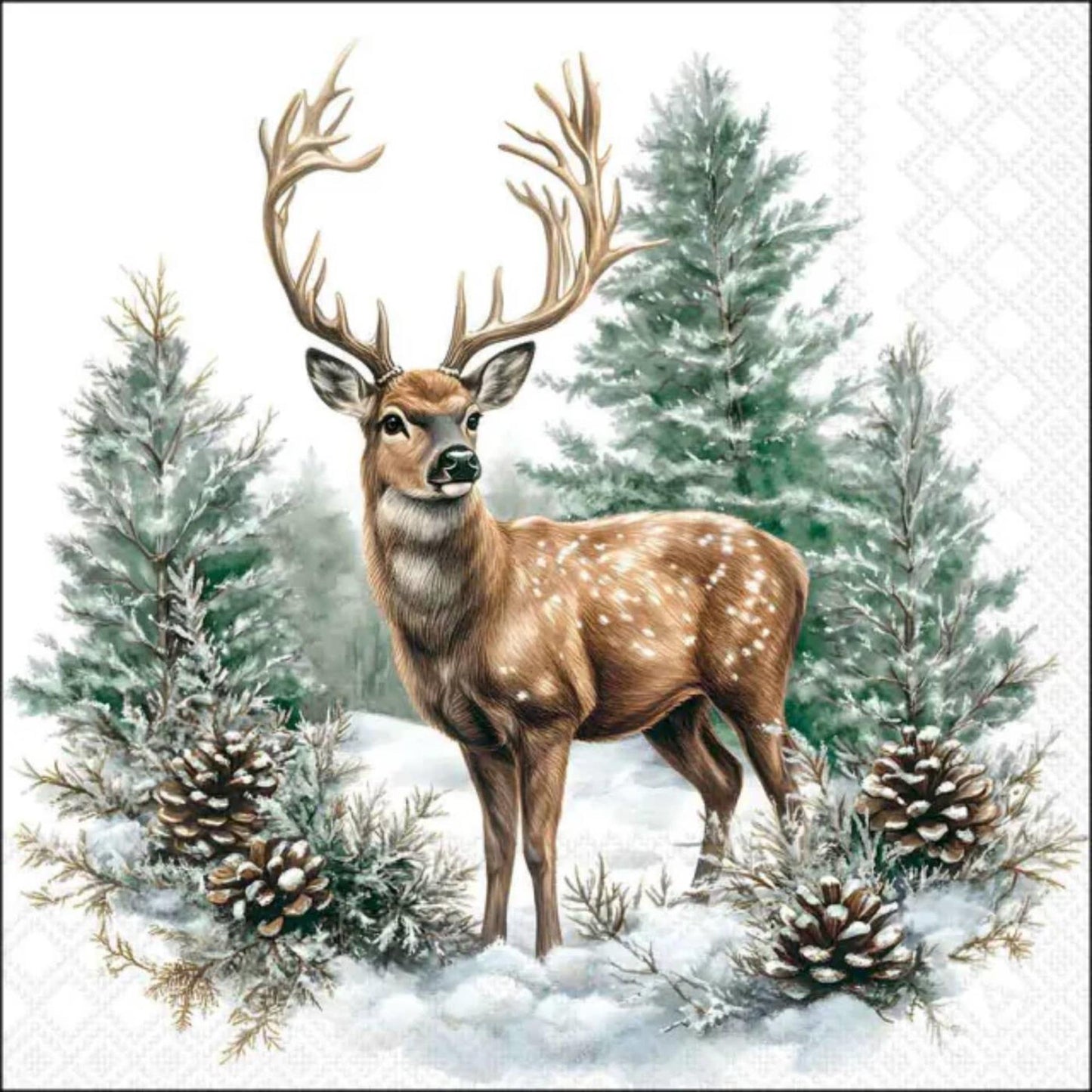 Tovaglioli Ambiente cervo invernale 25x25 cm carta bianca mix FSC