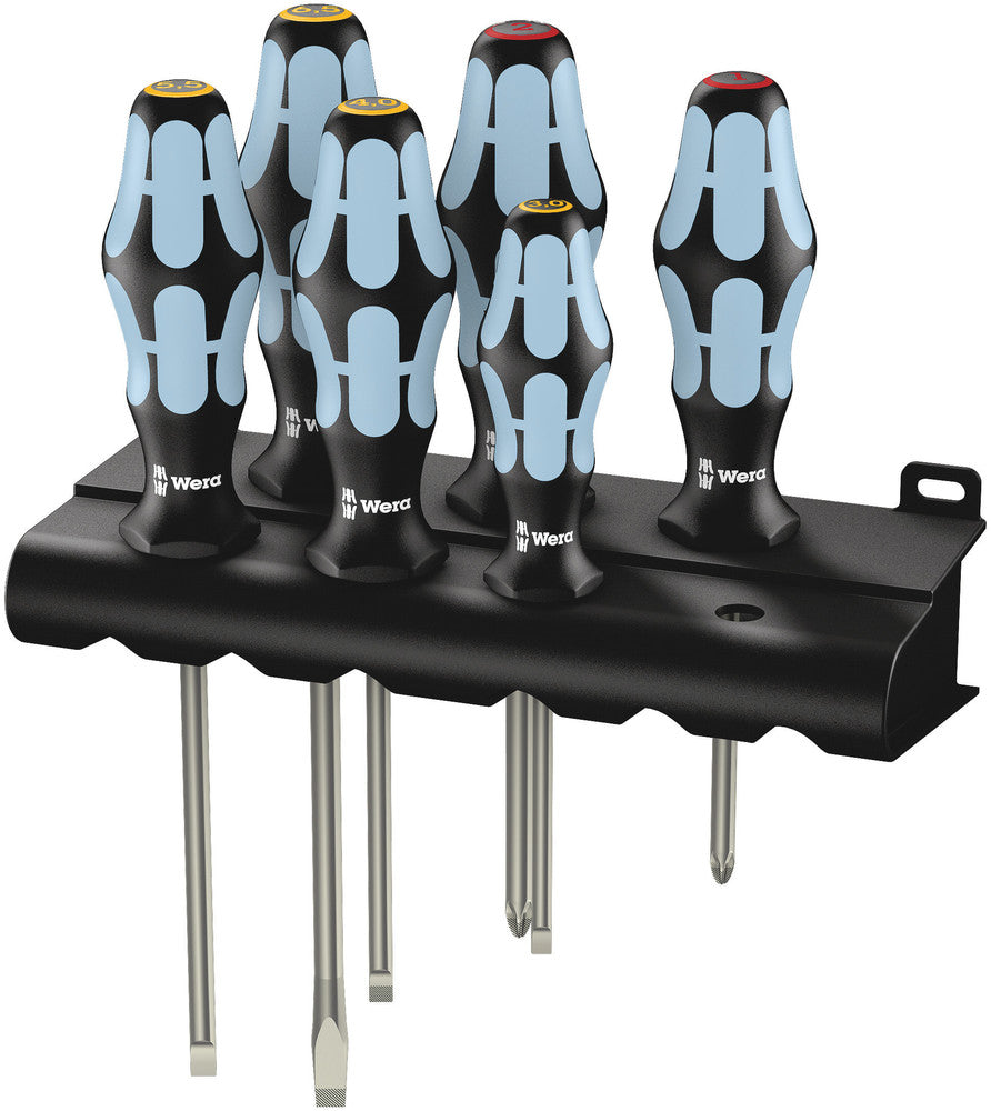 WERA 3334 6 Juego de destornillador, acero inoxidable + soporte, 6 partes