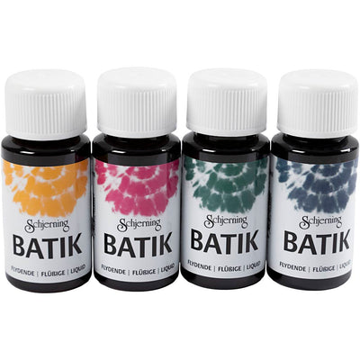 Vernice batik Schjerning, blu navy, verde, rosa, giallo arancio, 4x50 ml 1 scatola