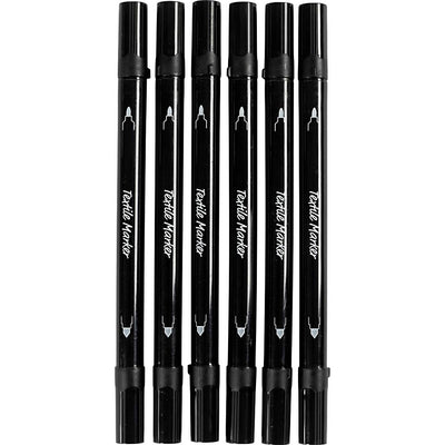Marcadores textiles Creativ Company, ancho de trazo 2,3 + 3,6 mm, negro, 6 piezas 1 caja
