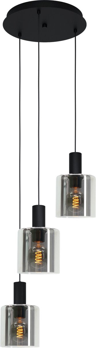 Eglo gorosiba - lampada a sospensione - e27 - ø 41 cm - vetro fumè - nero