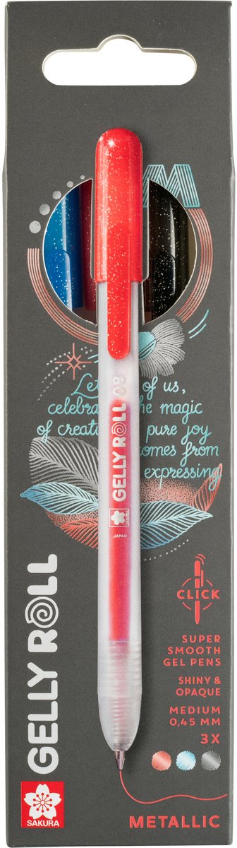 Sakura • gelly roll retractable metallic set red blue black 3pcs