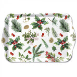 Ambiente dienblad winter greenery 13x21cm melamine wit - afbeelding 1