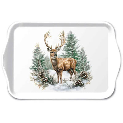 Ambiente tray winter stag melamine 13x21 cm white