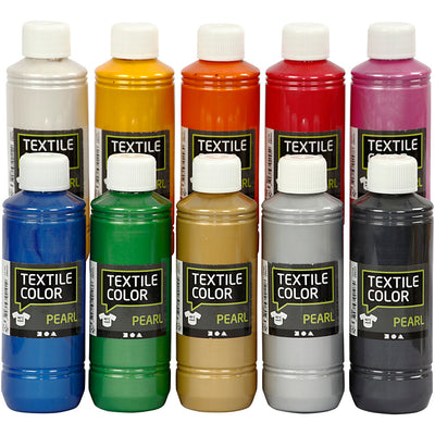 Creativ company color textil, nácar, varios colores, 10x250 ml 1 caja