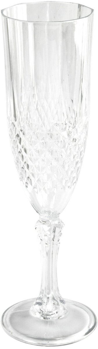 Copas de champán Alpina con efecto cristal 6 piezas - Copas de champán reutilizables de plástico - Copas de fiesta 200 ml para exterior e interior - Aspecto cristal - Transparente