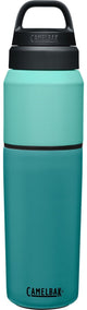 Camelbak multibev vacío de acero inoxidable - botella de agua con taza de té de café extraíble - 650 ml + 500 ml - verde verde (laguna costera)