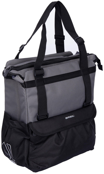 Basil Shopper XL - Bolsa de bicicleta deportiva y moderna para comestibles y playa, antracita negra, 20L