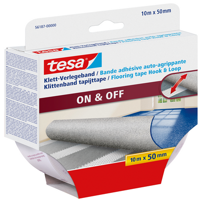 Tesa 1070381 - nastro on off Velcro per tappeti 10m x 50mm | 3 pezzi