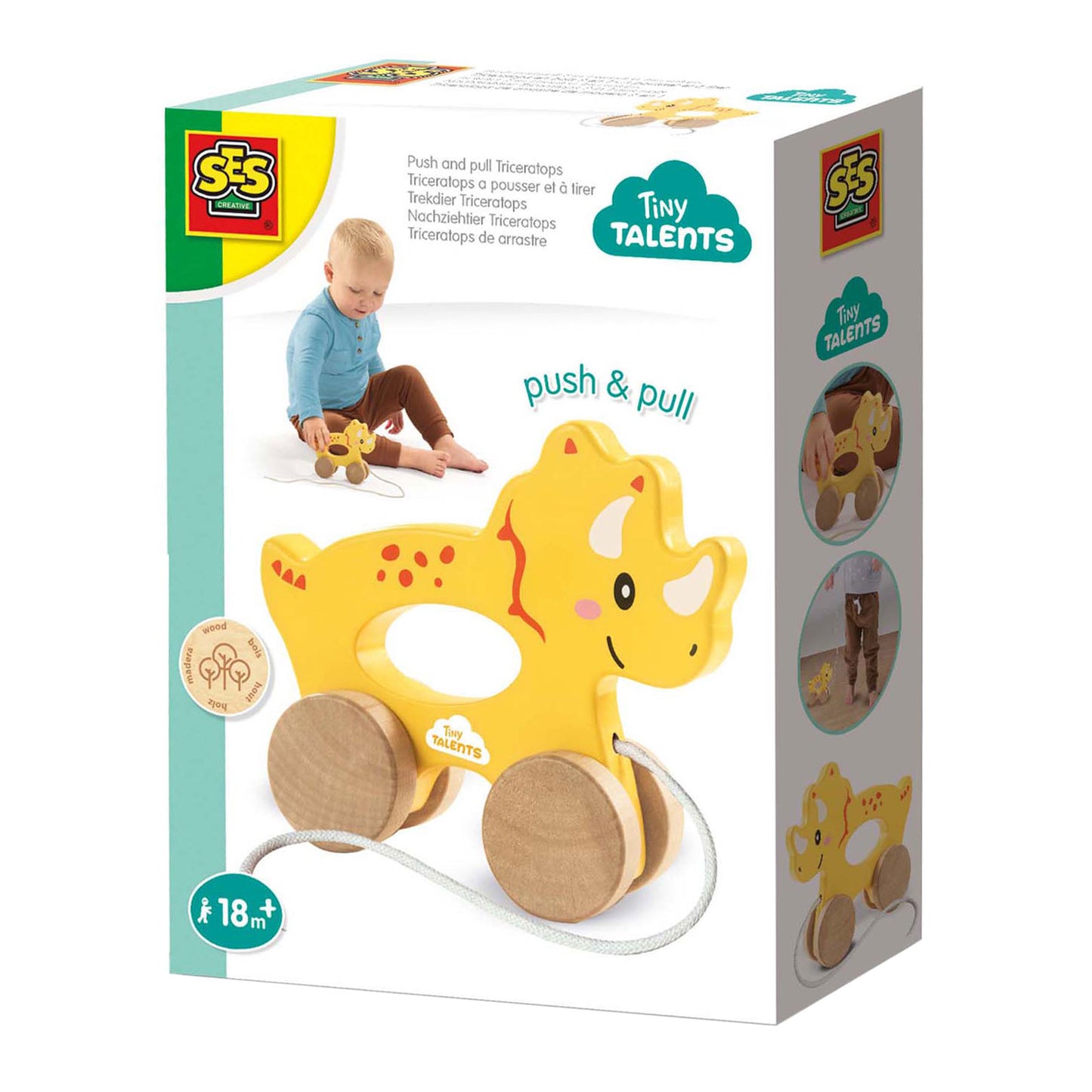 Ses Houten Trekvier 2 in 1 - Triceratops