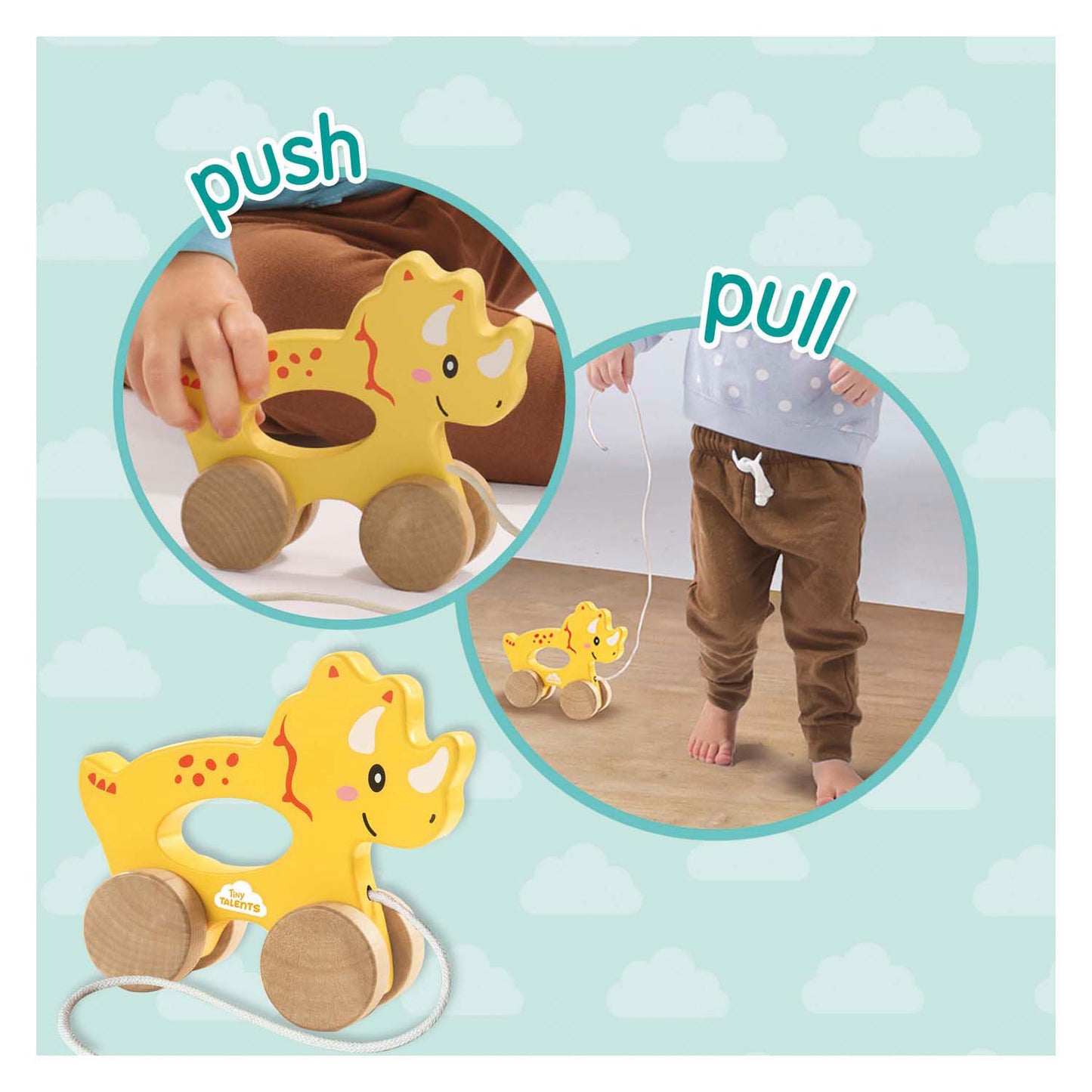Ses Houten Trekvier 2 in 1 - Triceratops