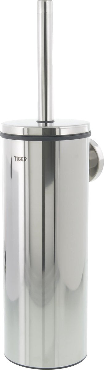 Tiger boston - toiletborstel met houder - wc borstel met houder hangend - zonder boren - wandmontage - boren of lijmen - rvs gepolijst