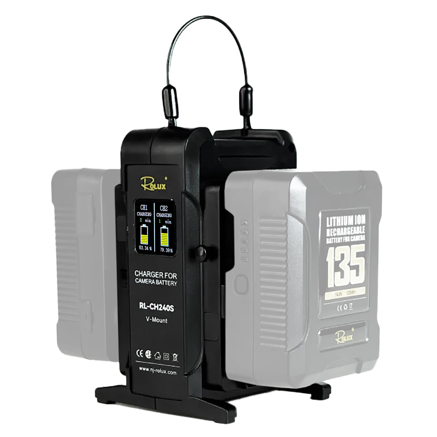Rolux Double Fast Charger RL-CH240S para batería V-montaje