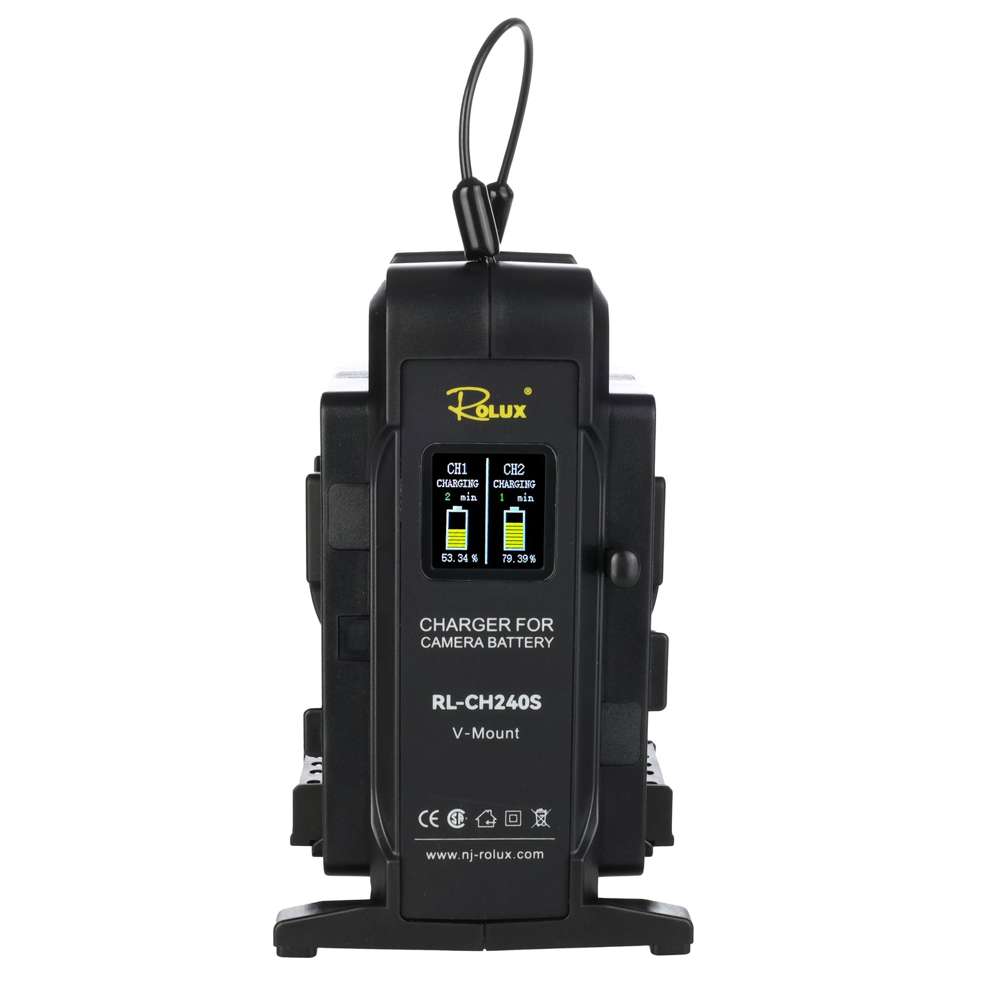 Rolux Double Fast Charger RL-CH240S para batería V-montaje