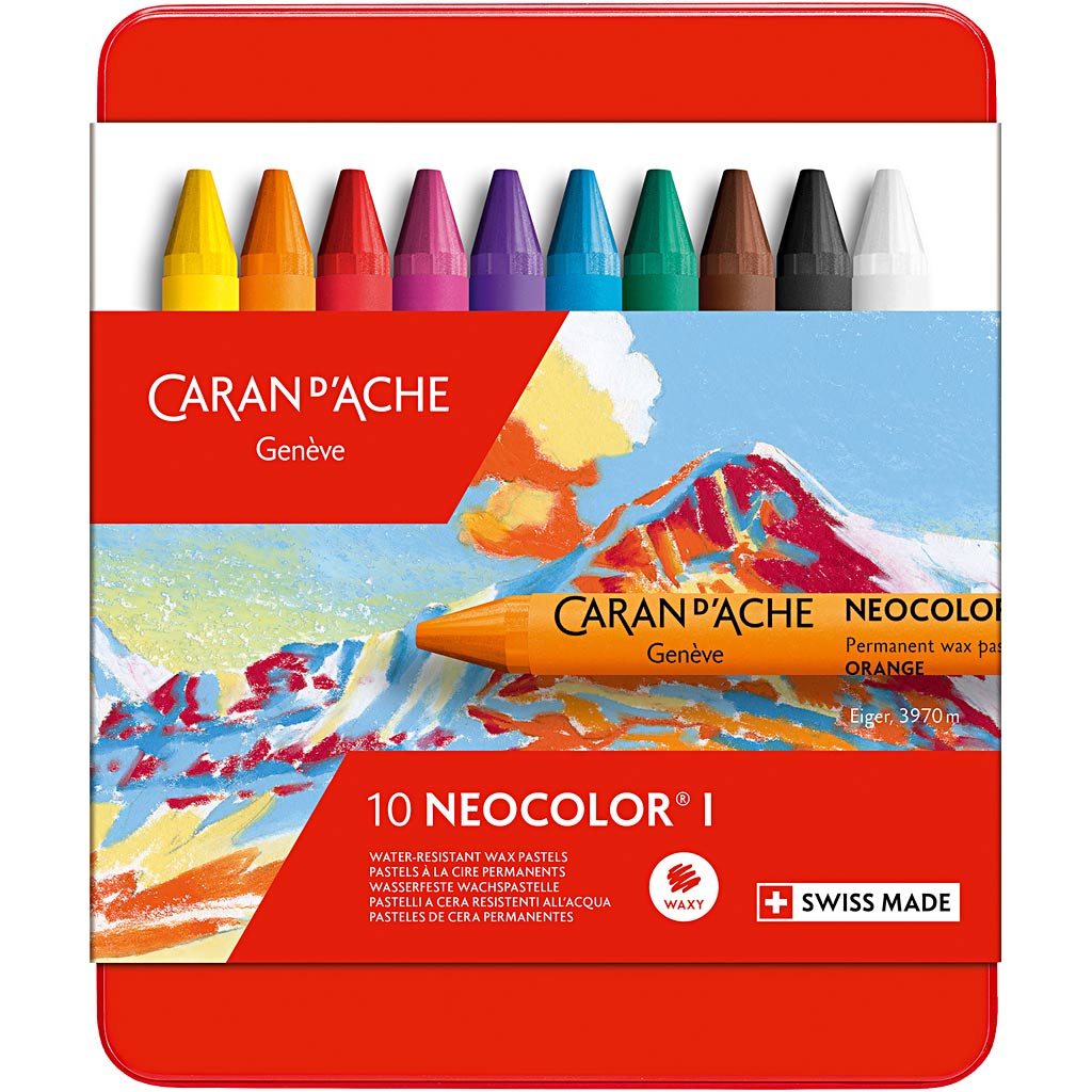 Caran dache caran d'ache neocolor i, l: 10 cm, spessore 8,5 mm, vari colori, 10 pezzi 1 scatola