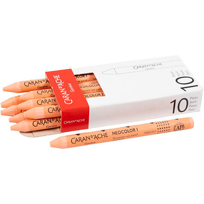 Caran dache caran d'ache neocolor i, l: 10 cm, spess. 8,5 mm, salmone (051), 10 pezzi 1 scatola