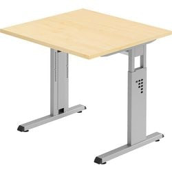 Escritorio recto de arce con patas en C regulable en altura 800x800x680-760mm