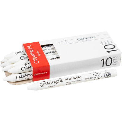 Caran dache caran d'ache neocolor i, largo: 10 cm, grosor 8,5 mm, blanco (001), 10 piezas 1 caja