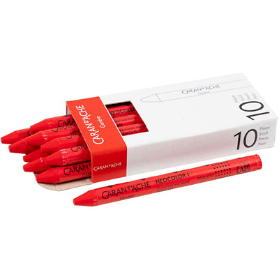 Caran dache caran d'ache neocolor i, l: 10 cm, spess. 8,5 mm, scarlatto (070), 10 pezzi 1 scatola