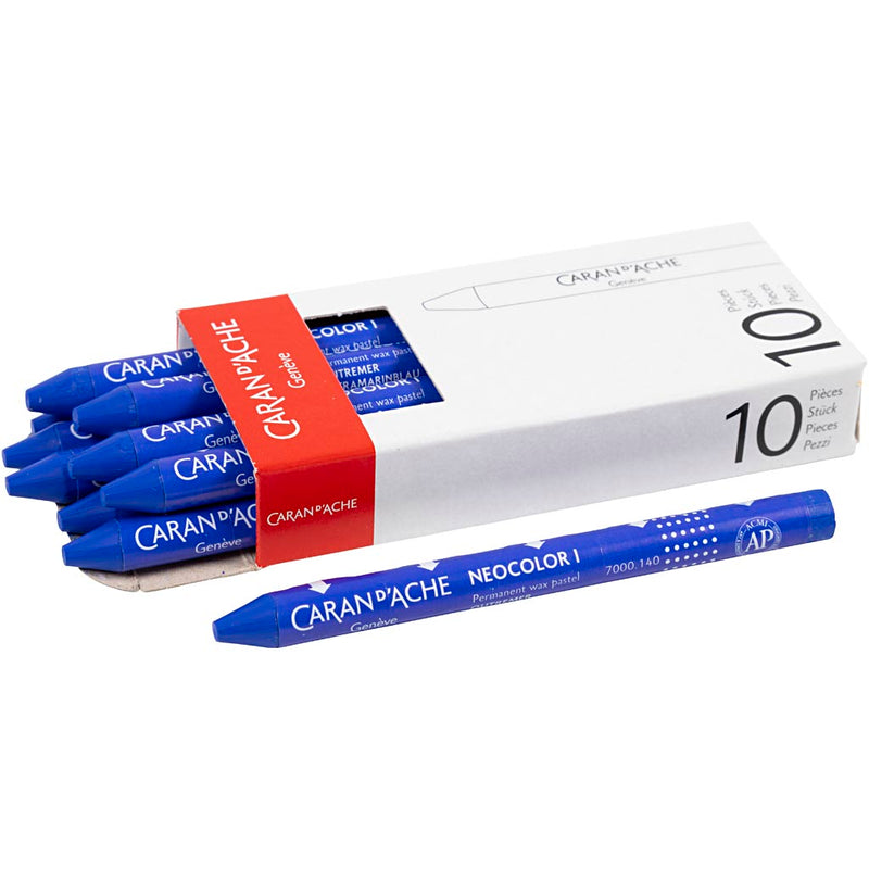 Caran dache caran d'ache neocolor i, l: 10 cm, spess. 8,5 mm, oltremare (140), 10 pezzi 1 scatola
