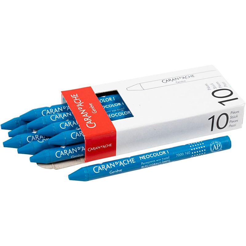 Caran dache caran d'ache neocolor i, l: 10 cm, spess. 8,5 mm, blu cobalto (160), 10 pezzi 1 scatola