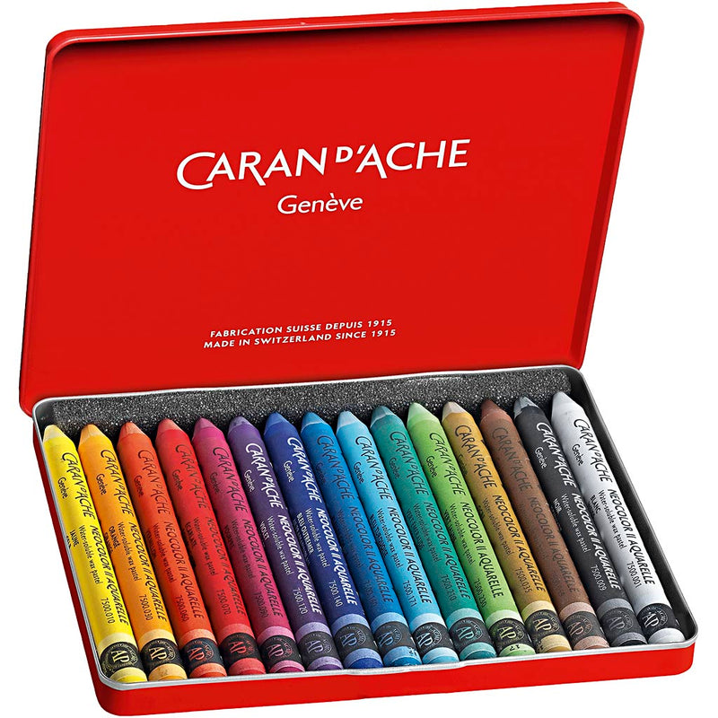 Caran dache caran d'ache neocolor ii, l: 10 cm, spessore 8,5 mm, vari colori, 15 pezzi 1 scatola