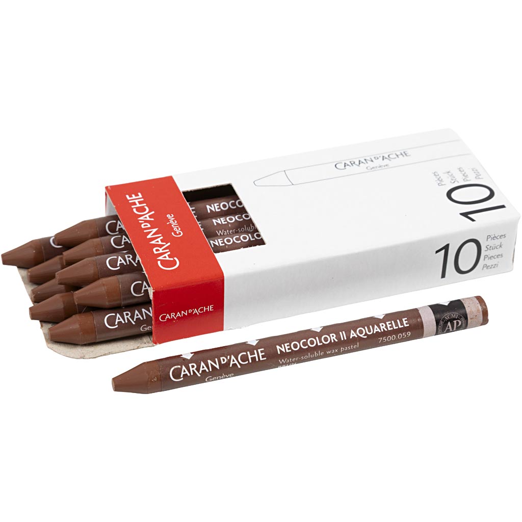 Caran dache caran d'ache neocolor ii, l: 10 cm, spess. 8,5 mm, marrone (059), 10 pezzi 1 scatola