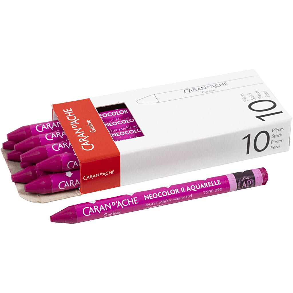 Caran dache caran d'ache neocolor ii, l: 10 cm, spess. 8,5 mm, cremisi (090), 10 pezzi 1 scatola