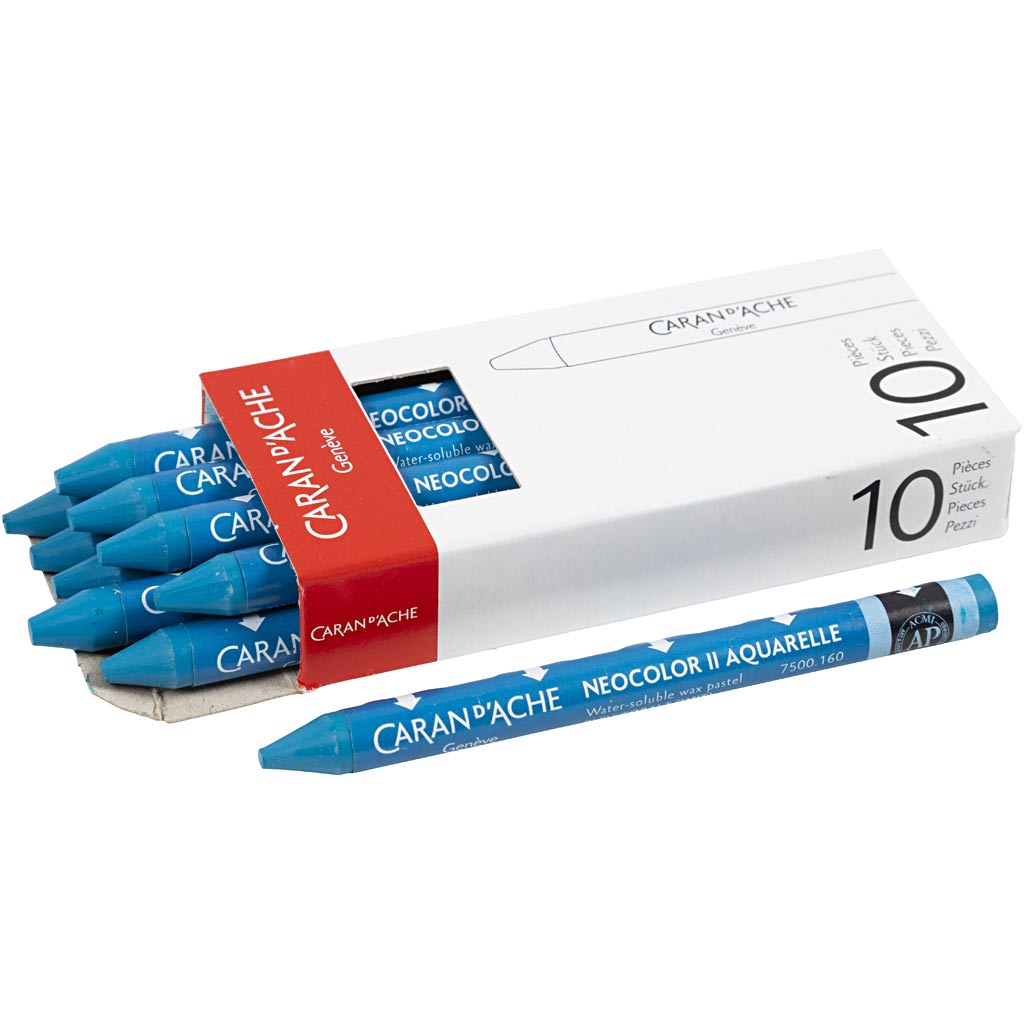 Caran dache caran d'ache neocolor ii, l: 10 cm, spess. 8,5 mm, blu cobalto (160), 10 pezzi 1 scatola