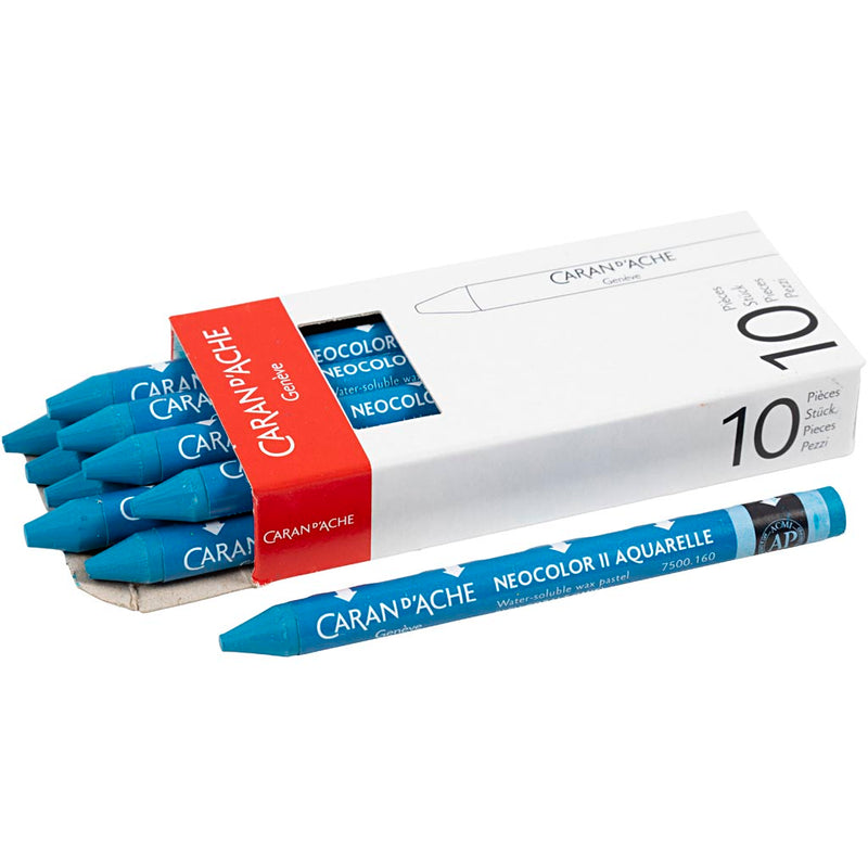 Caran dache caran d'ache neocolor ii, l: 10 cm, spess. 8,5 mm, blu cobalto (160), 10 pezzi 1 scatola
