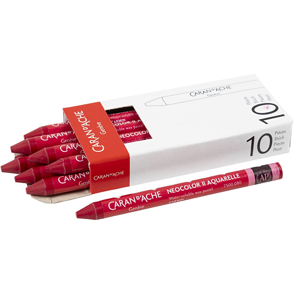 Caran dache caran d'ache neocolor ii, largo: 10 cm, grosor 8,5 mm, carmín (080), 10 piezas 1 caja