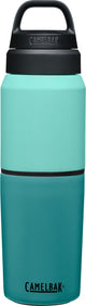 Camelbak multibev vacío de acero inoxidable - botella de agua con taza de té de café extraíble - 500 ml + 350 ml - verde verde (laguna costera)