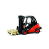 Bruder Linde Forklift H30D con barra di rimorchio e 2 palette