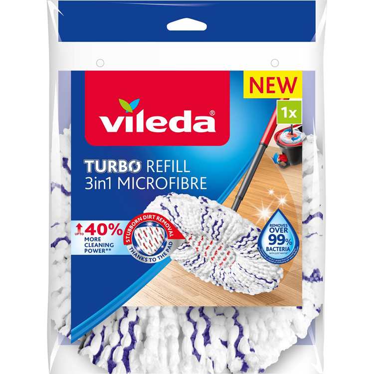 Vileda 1066785 - ricambio turbo 3 in 1 | 5 pezzi